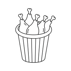 A crispy bucket of fried chicken, fast food, dinner or snack