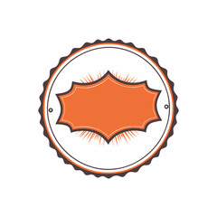 Decorative Orange Badge with Radiating Design