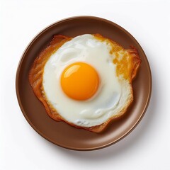 fry egg on white background top view