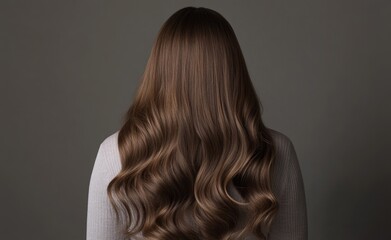 Naklejka premium Long, Wavy Brown Hair