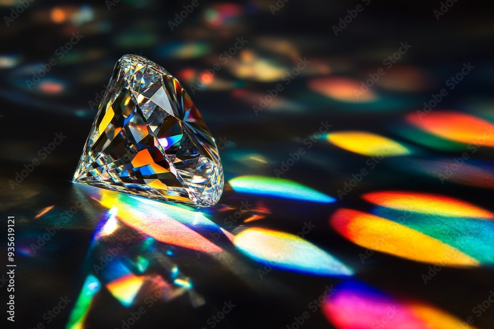 Leinwandbilder an image of a brilliant diamond that refracts light into an array of colorful patterns and reflectio