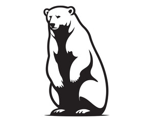 Polar bear silhouettes set, large pack of vector silhouette design, isolated white background ,Grizzly bear or polar bear silhouette flat vector icon for animal wildlife apps and websites