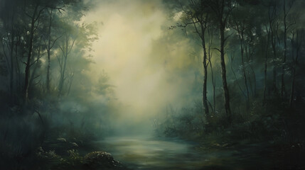 Fototapeta premium A mystical landscape with fog