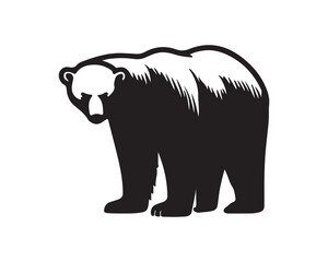 Polar bear silhouettes set, large pack of vector silhouette design, isolated white background ,Grizzly bear or polar bear silhouette flat vector icon for animal wildlife apps and websites