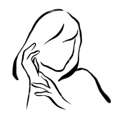 Aesthetic woman png sticker, drawing illustration, transparent background