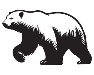 Polar bear silhouettes set, large pack of vector silhouette design, isolated white background ,Grizzly bear or polar bear silhouette flat vector icon for animal wildlife apps and websites