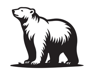 Polar bear silhouettes set, large pack of vector silhouette design, isolated white background ,Grizzly bear or polar bear silhouette flat vector icon for animal wildlife apps and websites