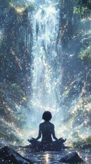Fototapeta premium Meditation by the Waterfall.