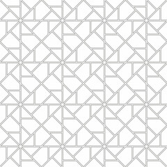 Seamless geometric pattern consisting of intersecting and interlocking lines with triangular and square shapes. Suitable for graphic design, interior decoration, textiles, printing, etc.