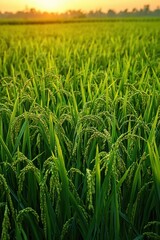 Obraz premium rice field from drone perspective 