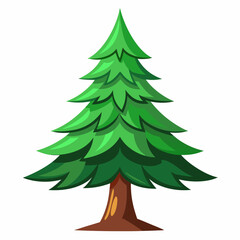 This is a cartoon illustration featuring a pine tree on a white background