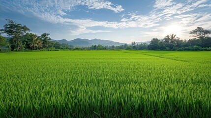Fototapeta premium rice field from drone perspective 