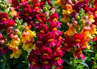 Vibrant bouquet of snapdragon flowers in full bloom fills the screen with vibrant shades of red, orange, and yellow, creating a stunning floral wallpaper display.