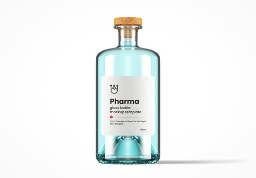 Glass With Liquid Pharma Bottle Mockup