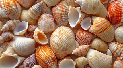 seashells on a textured background, representing the beauty and chaos of nature’s intricate designs