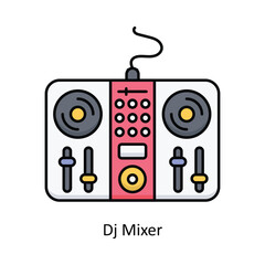 Dj Mixer vector filled outline icon design illustration ,music equipment symbol on white background ,EPS 10 file 
