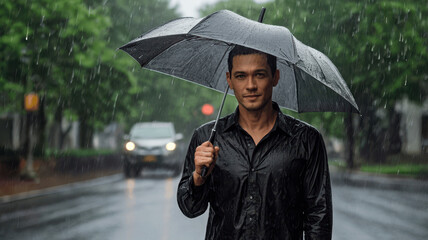 A man with an umbrella