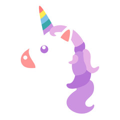 Cute unicorn with rainbow horn sticker