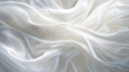 A white silk fabric flowing in the wind, symbolizing softness and grace