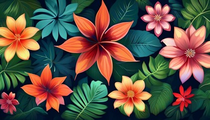Fototapeta premium Jungle Jewels: A Botanical Journey Through the World's Most Beautiful Flowers