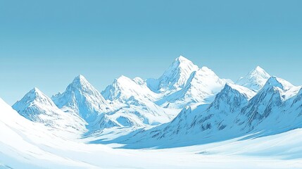Obraz premium White snow-capped mountains under a clear blue sky, creating a serene winter landscape