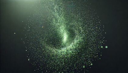 Obraz premium Green Digital Particles Move Particle Effect Wallpaper