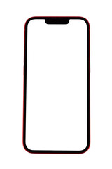 Red smartphone mockup blank screen red border white background