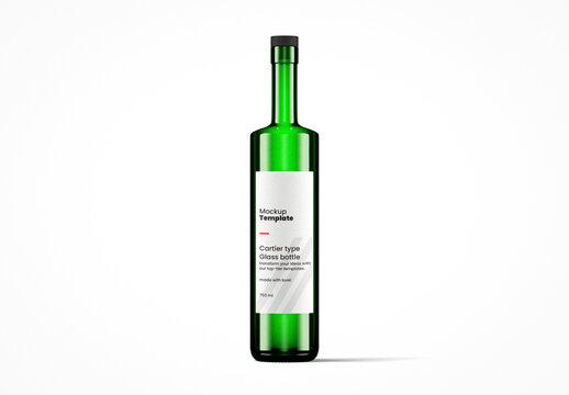 Green Glass Cartier Bottle Mockup