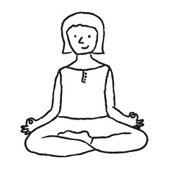 Doodle woman meditating design element