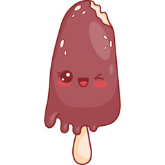 Cute Chocolate ice cream on stick character