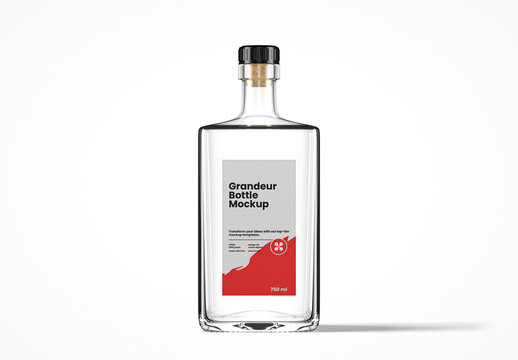Clear Glass Grandeur Bottle Mockup