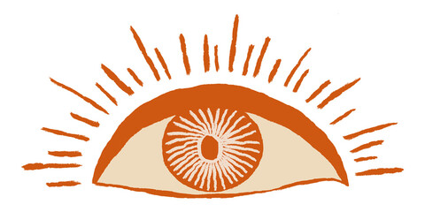 Png eye logo hand drawn illustration vintage wild west theme