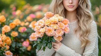 hand holding a single rose, symbolizing beauty, romance, and tenderness, with a focus on soft, feminine aesthetics