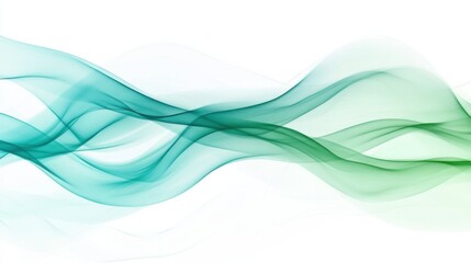 Obraz premium Abstract flowing blue and green waves on a white background.