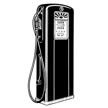 Gas pump vintage illustration isolated on transparent background