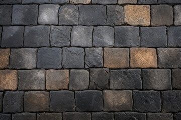 Fototapeta premium Processed collage of pavement cobble stones surface texture. Background for banner, backdrop