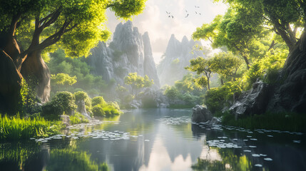 Fototapeta premium lake in the forest