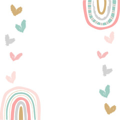 Cute frame PNG clipart, doodle rainbow border design