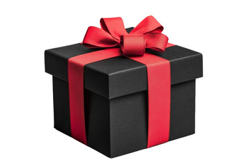 Obraz premium 3D Black Friday gift box icon with a red bow and sale tag isolated on transparent background 