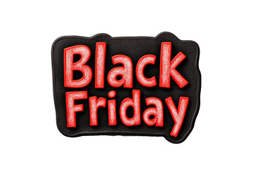3D Black Friday sale badge with bold text Black Friday and red outline isolated on transparent background 