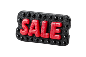 3D Black Friday sale ticket icon with red and black details isolated on transparent background 