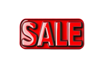 3D Black Friday sale badge with bold text SALE and red outline isolated on transparent background 