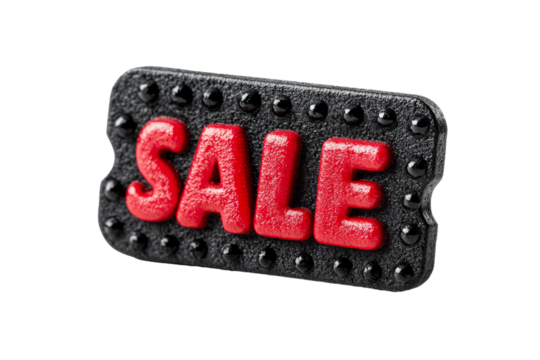 3D Black Friday sale ticket icon with red and black details isolated on transparent background 