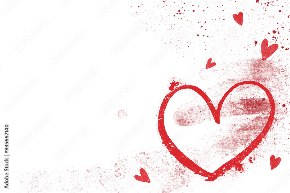 Poster red heart png border sticker, transparent background