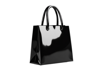 Bold 3D Black Friday shopping bag icon with glossy finish isolated on transparent background 