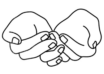 Cupped hands png doodle sticker, transparent background