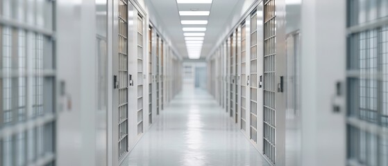 Detention center with inmates experiencing the strict confinement and captivity of their environment