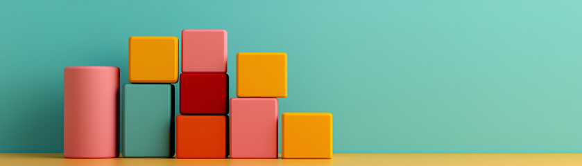 Colorful blocks arranged in a playful manner against a vibrant backdrop, perfect for creative and educational themes.