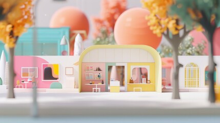 Miniature Papercraft Store in Pastel Colors.