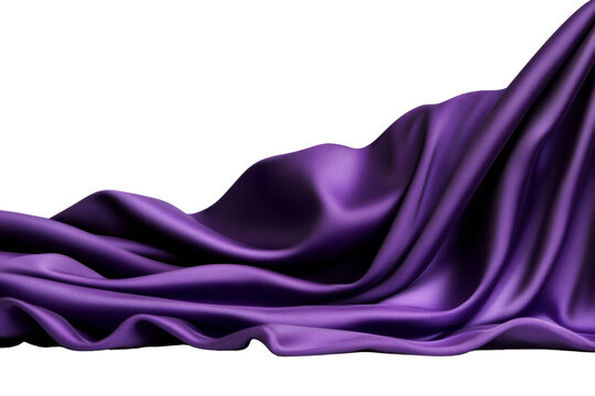 Majestic royal purple velvet curtain flowing in soft waves isolated on transparent background 